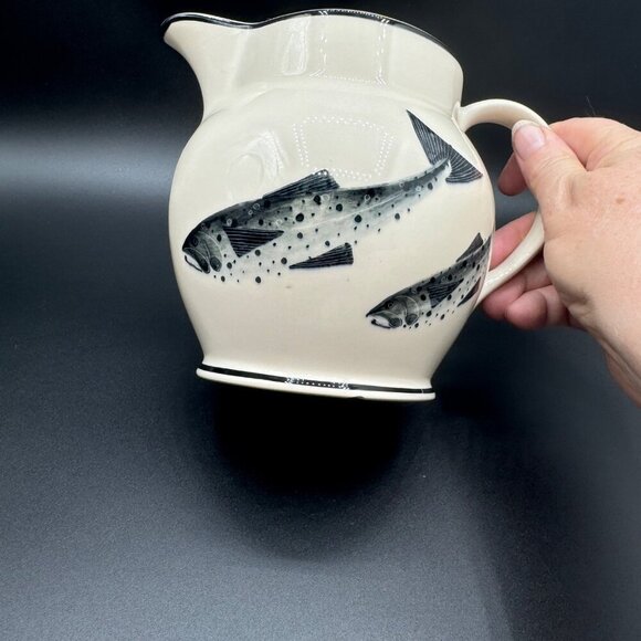 Unique handpainted Emma Bridgewater Black Salmon Jug pitcher rare hard to find - Picture 5 of 13